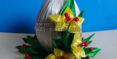 Пасхальное яйцо в стиле канзаши своими руками