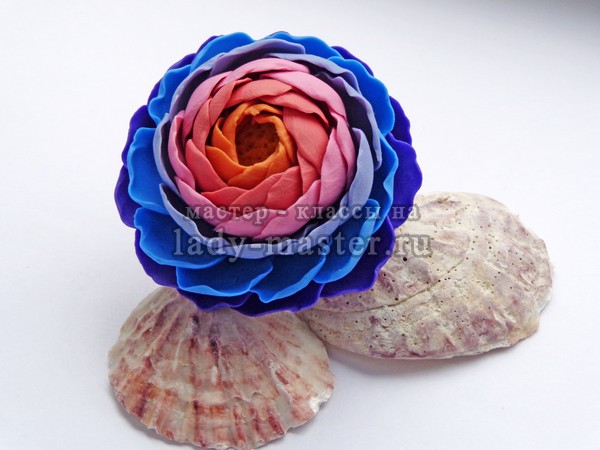 Кольцо из полимерной глины с цветком, мастер - класс, фото