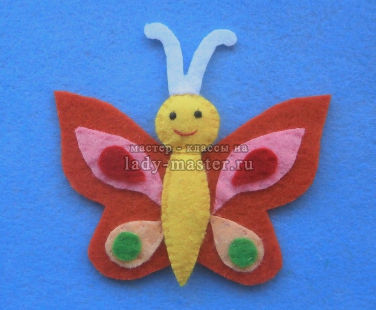 Бабочка из фетра своими руками в пошаговом мастер-классе с шаблоном и фото