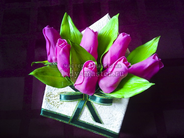 Тюльпаны из фоамирана в конверте в подарок, мастер - класс