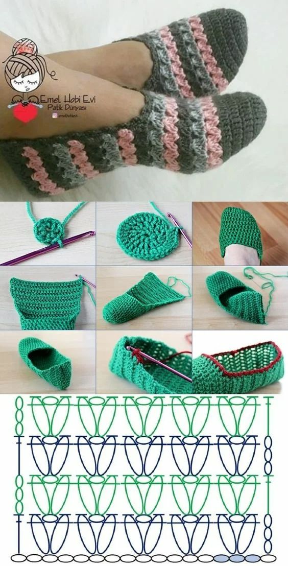 Носки и тапочки крючком и спицами — схемы вязания