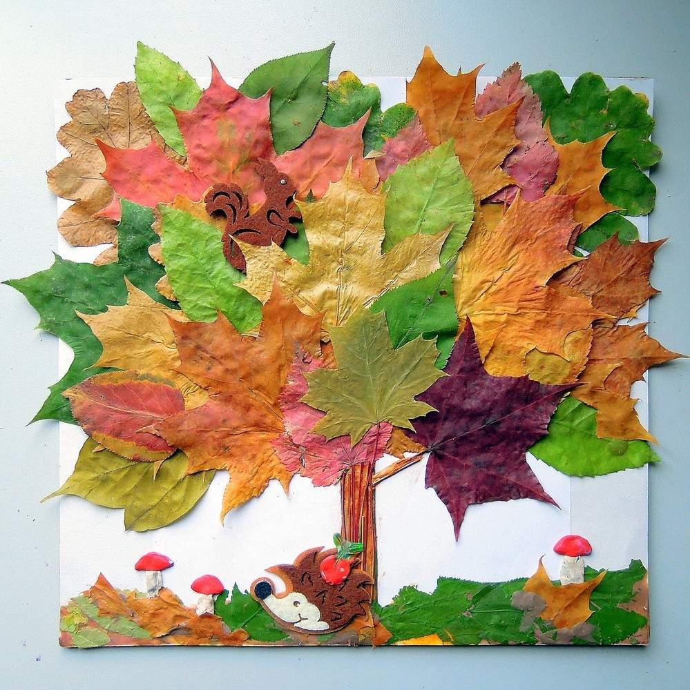 Оригинальные поделки из листьев и цветов для детей
