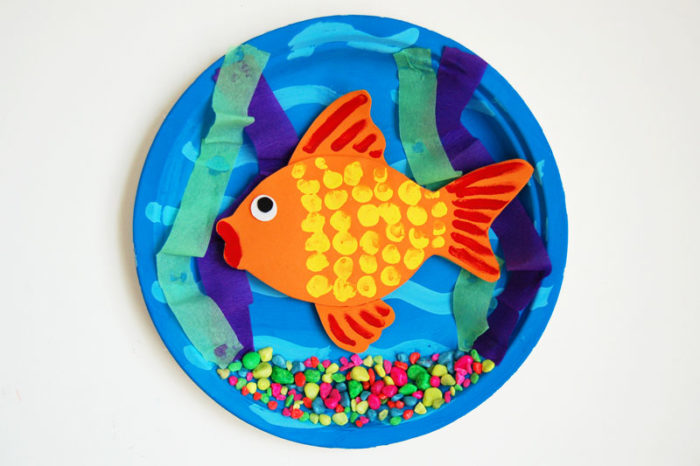 Объемная аппликация золотая рыбка в тарелке