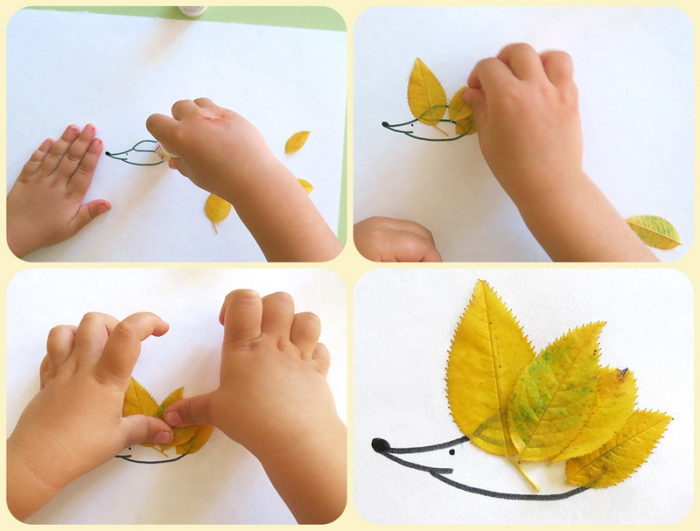 поделки из осенних листьев для малышей