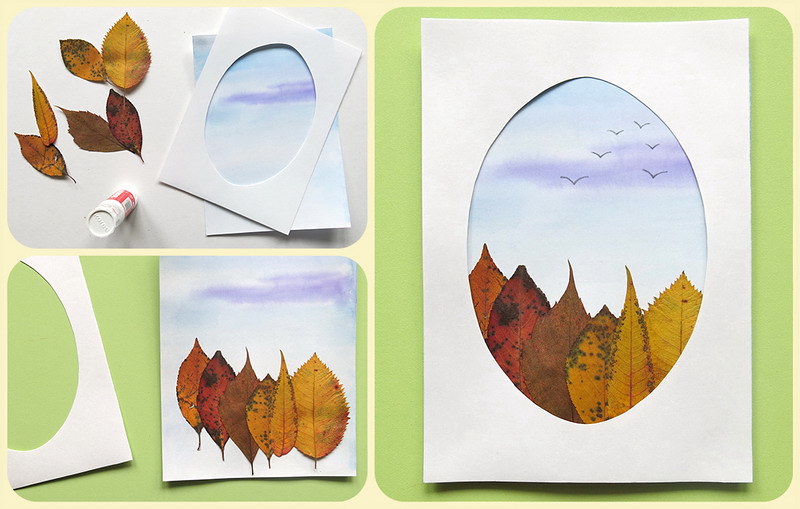 Аппликация из листьев с элементами рисования. Осенняя пора. Мастер-класс с пошаговыми фото