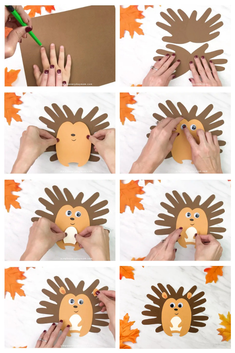 Аппликация ежик для детей в детский сад или школу — из бумаги, листьев, крупы, семечек, пластилина
