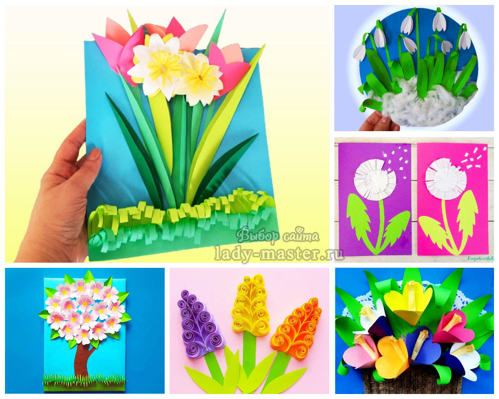 Аппликация весенние цветы из бумаги своими руками — простые поделки длядетей с шаблонами