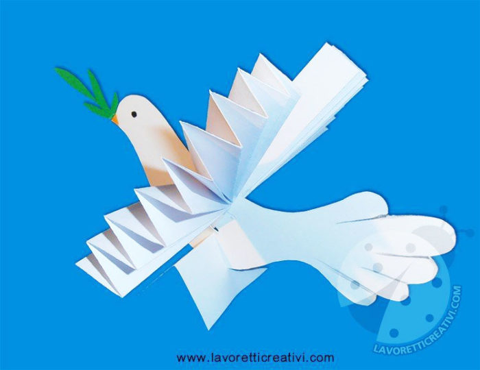 Поделка голубь мира из бумаги гармошкой