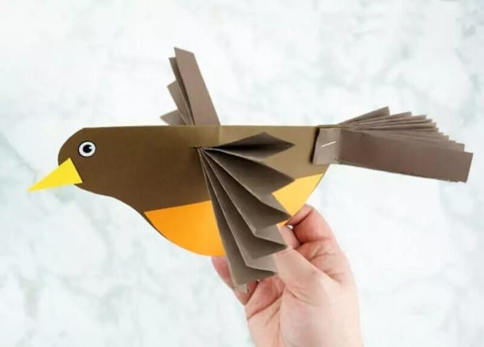 Поделка птичка из бумаги гармошкой